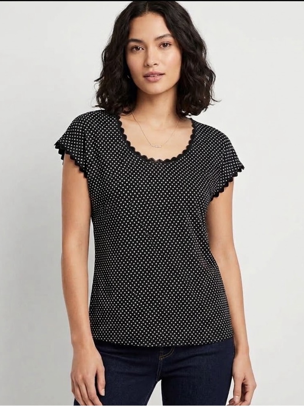 Ann Taylor Women’s Black and White Polka Dot Blouse Small